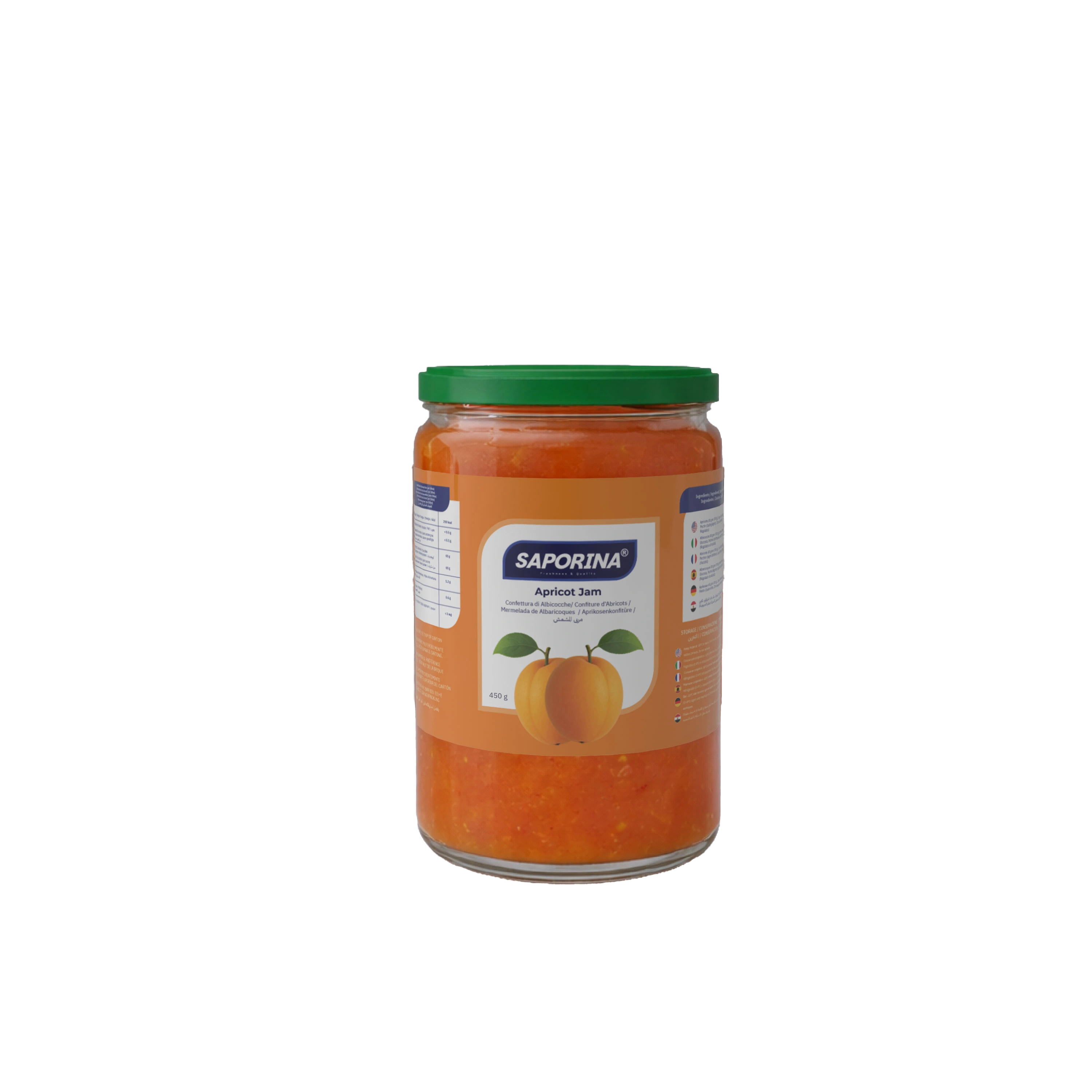 Saporina apricot jam — 450 g glass jar (12 jars per carton)